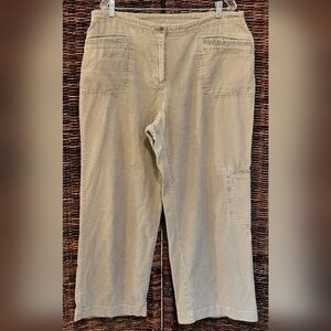 J. Jill Pants Women's 18 Green Corduroy Wide Leg Coastal Grandma Relaxed Earthy